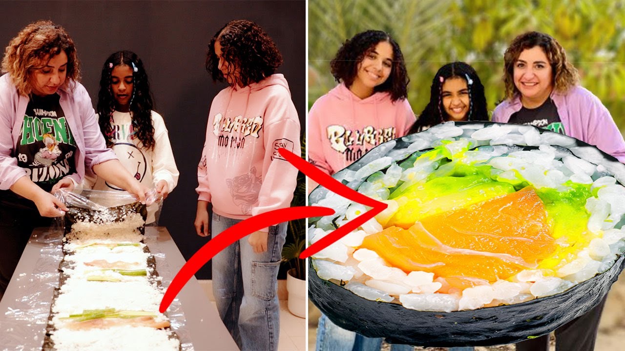 تحدى أكل أطول حبة سوشى فى العاااالم.. طولها 2 متر 😲😲