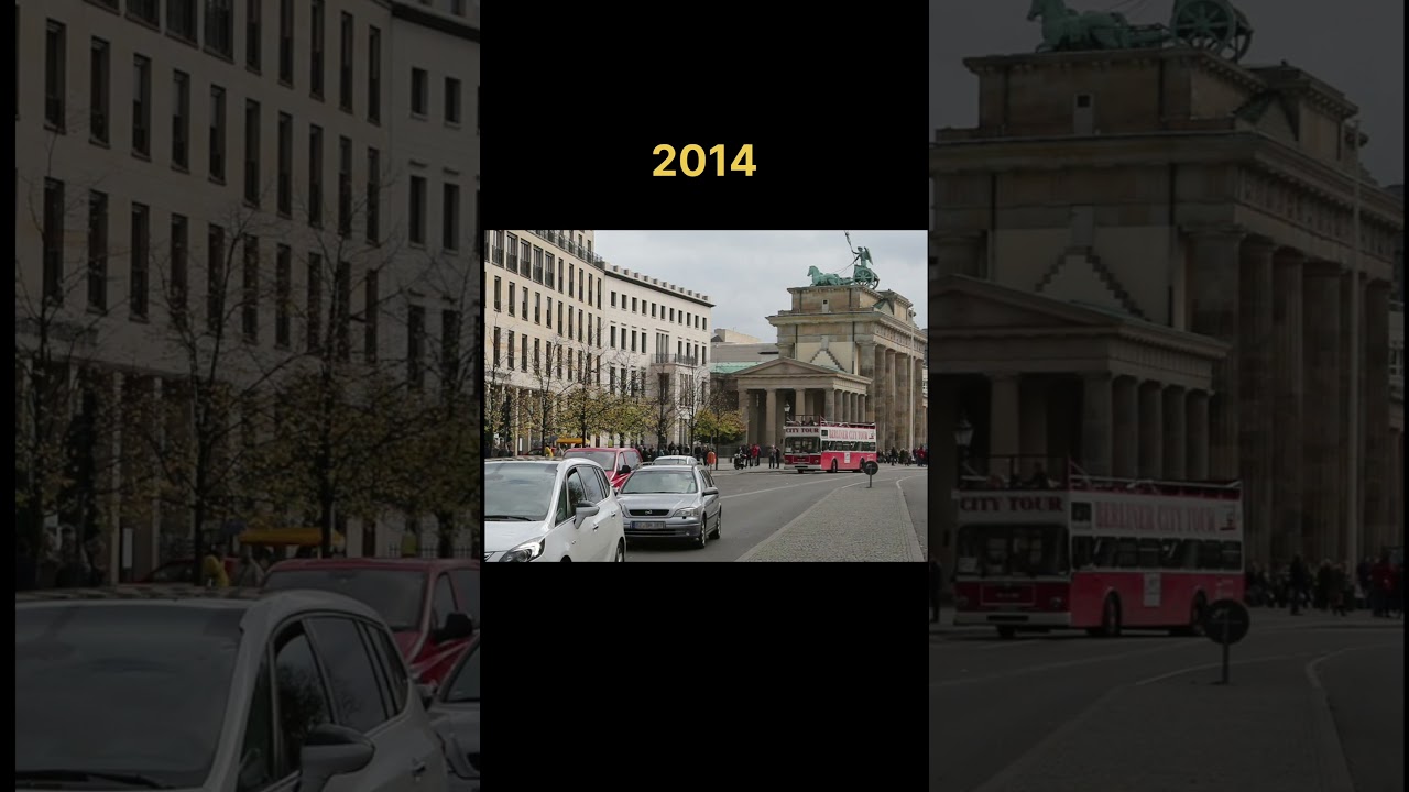 Berlin wall.Brandenburg gate.Then and now. 