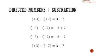 Directed numbers | Addition | Subtraction