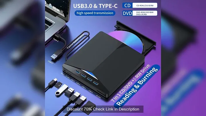 7-in-1 USB 3.0 Type C TF SD External CD DVD RW Optical Drives DVD Burner Recorder Reader Player Tray