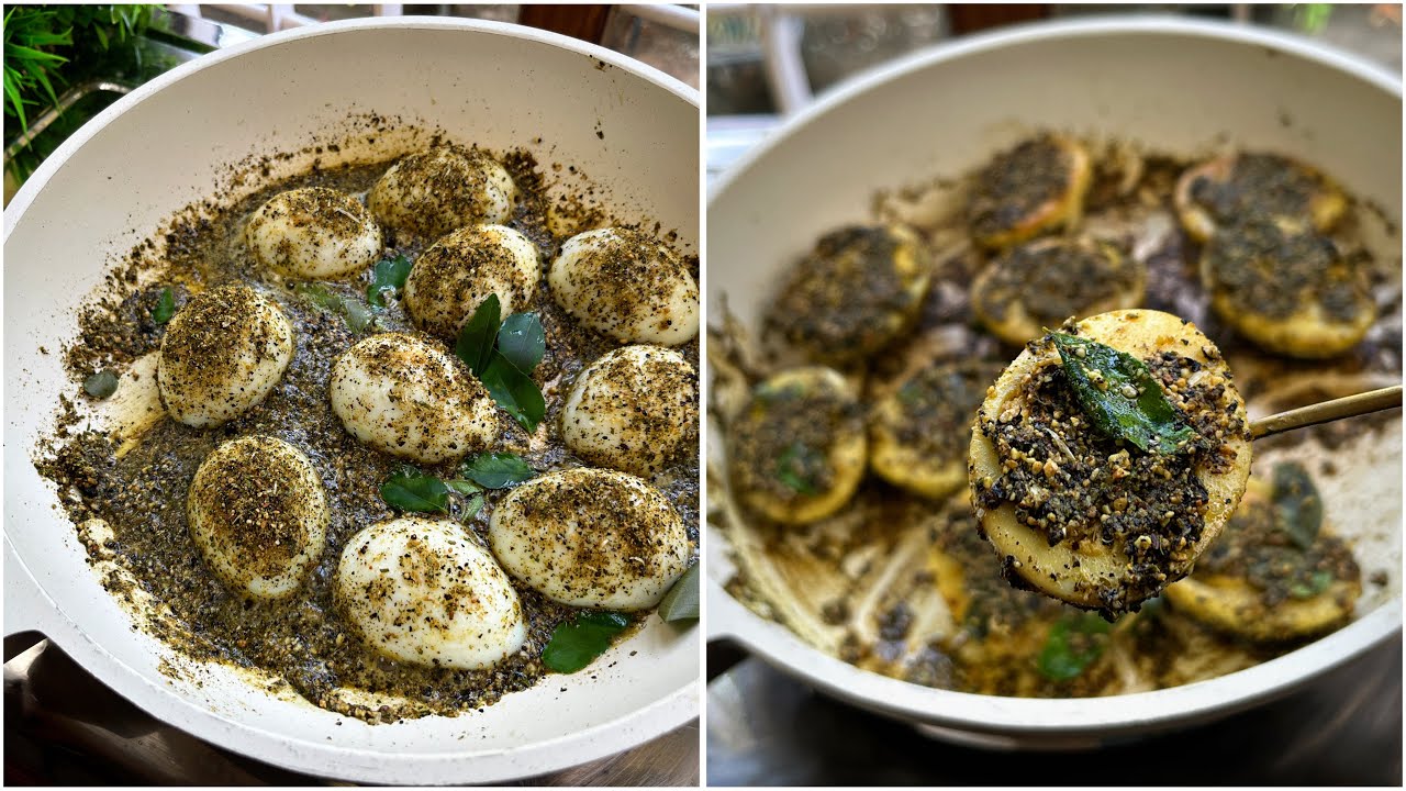 Egg fry Viral podi mutta /Spicy Boiled Egg Fry With Curry Leaves and Black pepper Simple Egg Fry 
