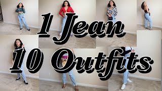 HOW TO STYLE: MOM JEANS | 10 OUTFITS 1 JEAN