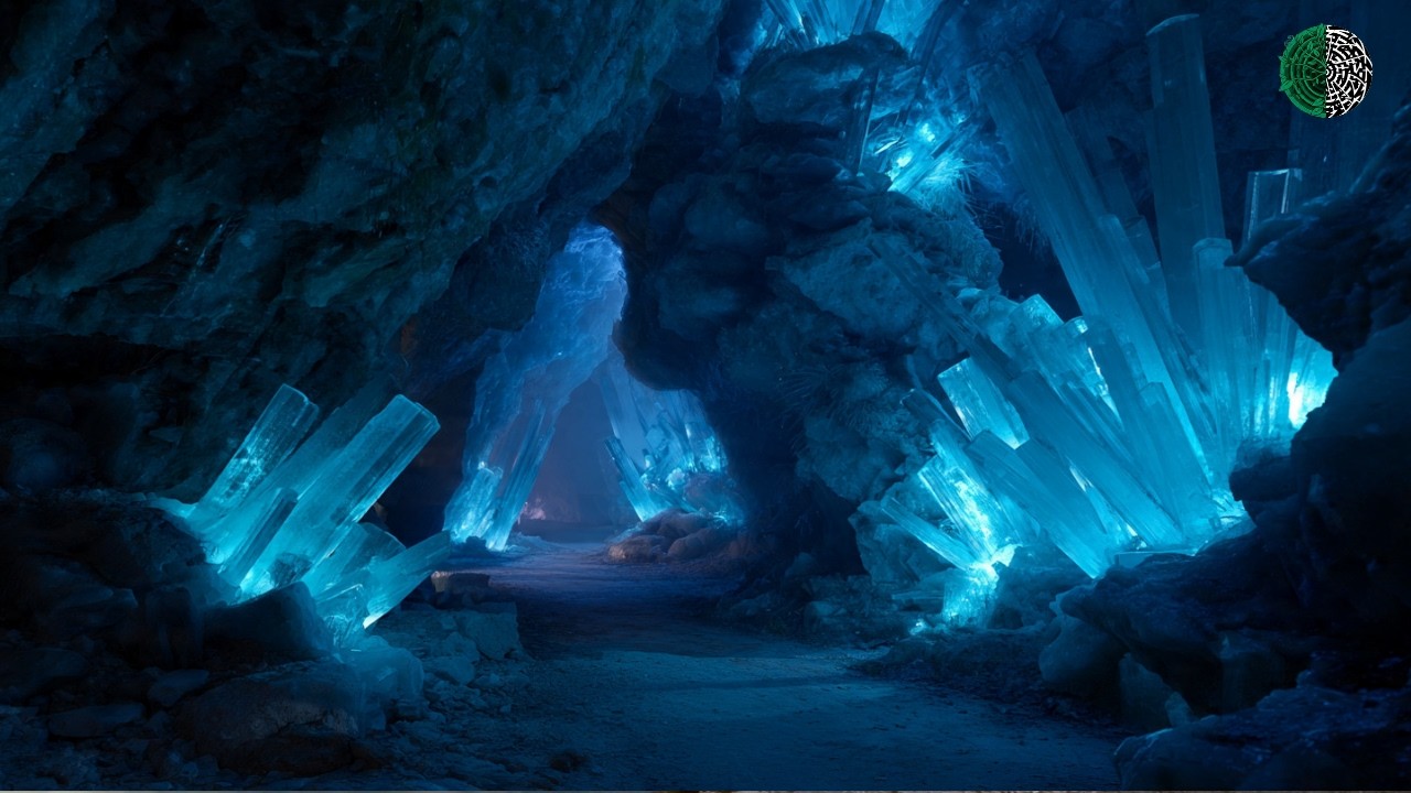 كهف البلورات المتوهجة… عندما يضيء الجليد من الداخل