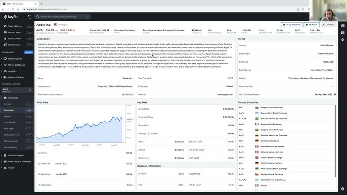 Yahoo Finance alternative. Functionality comparison with Koyfin