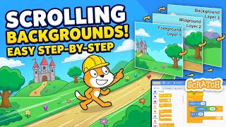 Amazing scrolling background in scratch ( easy trick step by step guide)