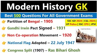 History gk for SSC GD 2024 | Top 500 Questions | Modern History Top MCQ | Modern history gk ssc gd screenshot 1