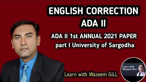 ENGLISH CORRECTION ADA II ADA part I 1st ANNUAL 2021 PAPER University of Sargodha