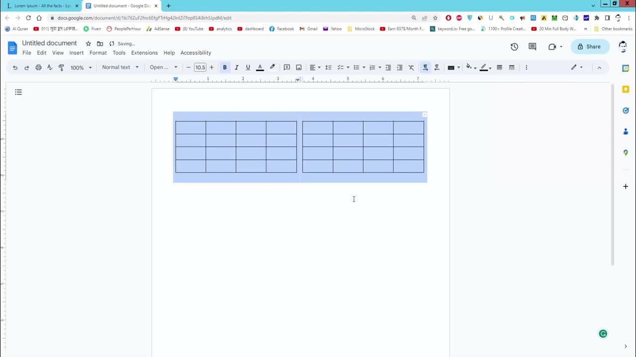 how to put two separate tables side by side in google docs YouTube