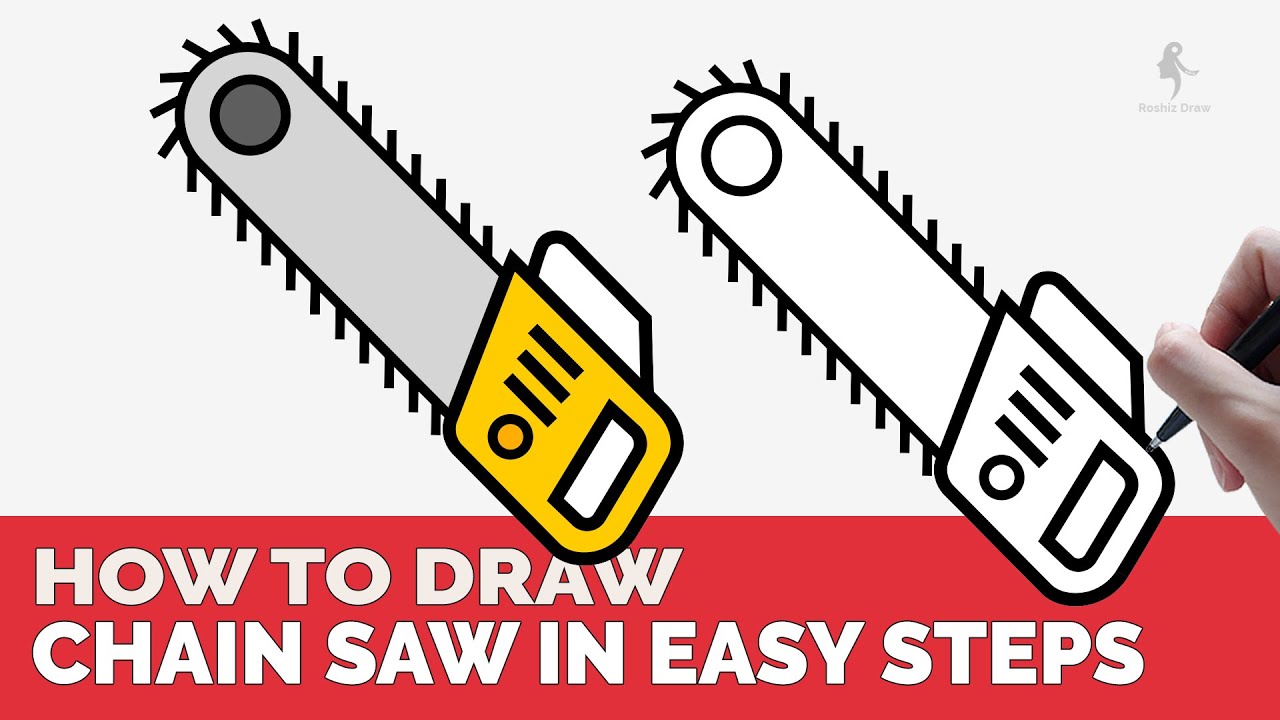 HOW TO DRAW CHAIN SAW EASY