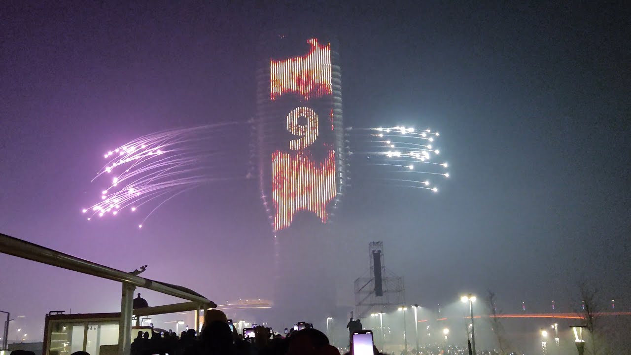 Beograd doček nove godine Kula Beograd vatromet 2022 Belgrade Tower firework Belgrade Waterfront 4k