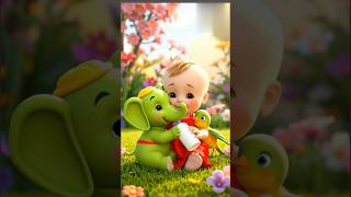 Baby and Green Elephant Fun Nursery Rhyme 🐘👶🦜 #shorts #cartoon  #nurseryrhymes