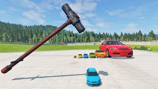 Giant Hammer vs Giant & Small Cars – BeamNG.Drive screenshot 3