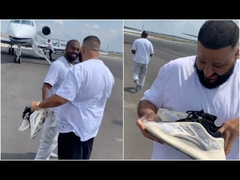 kanye-west-gives-dj-khaled-unreleased-yeezy's-off-his-feet-at-airport
