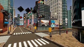 3D Modular City Environment Walkthrough (Day) | Realistic Urban World