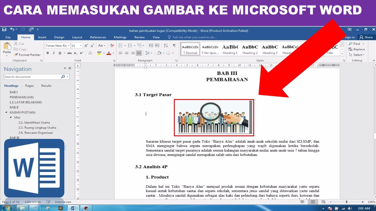 cara memasukan gambar ke microsoft word dengan cepat - YouTube