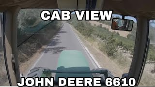 CAB VIEW| JOHN DEERE 6610  portiamo a casa la paglia con il rimorchio auto caricante balloni tondi