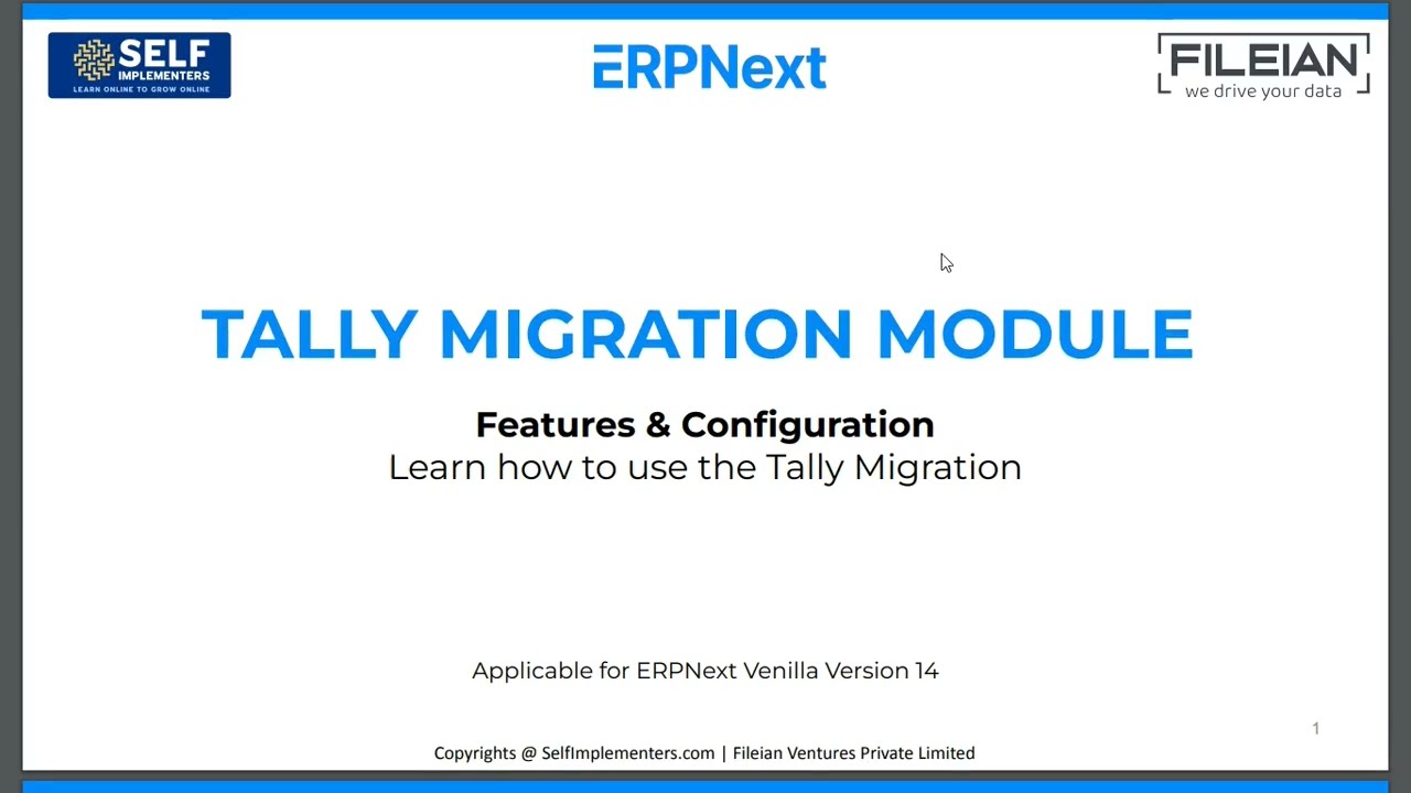21.2 How to Migrate from Tally to ERPNext | Fileian | Implement at $1650 Only