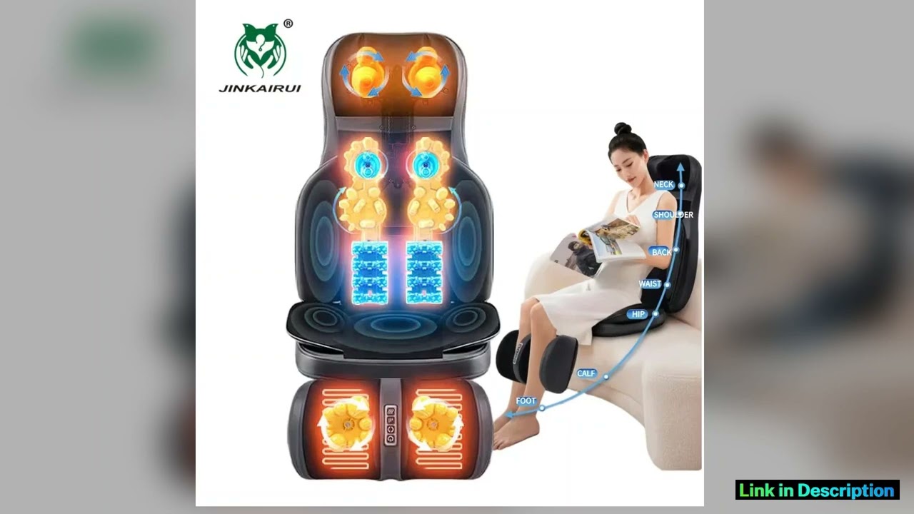 Shiatsu Neck Back Massager with Heat 2D ro 3D Kneading Massage Chair Pad Adjustable Compression Sea