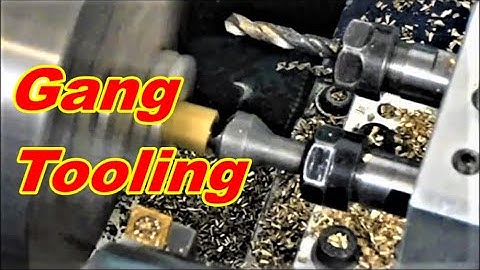 Brass standoff, face drill and countersink at 2300 rpm in small cnc lathe with Gang Tooling