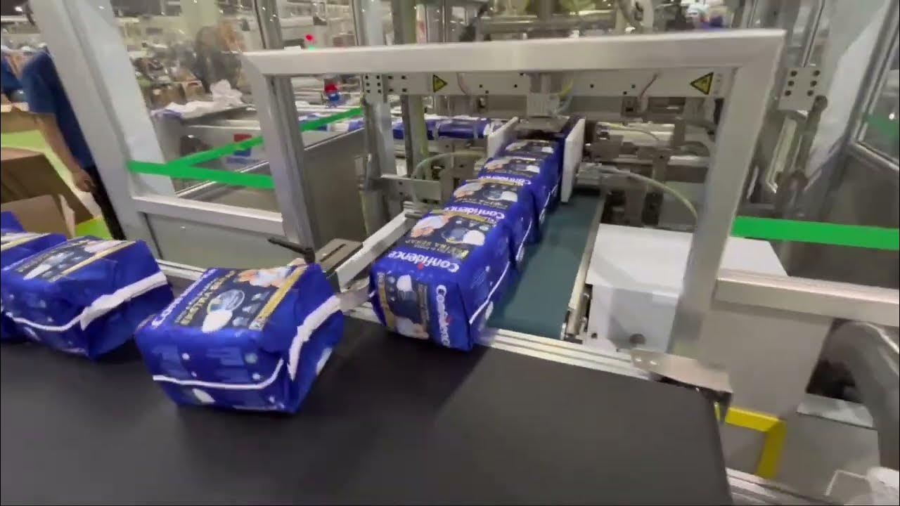 Fullservo adult pants highspeed packaging machine in Softex Indonesia