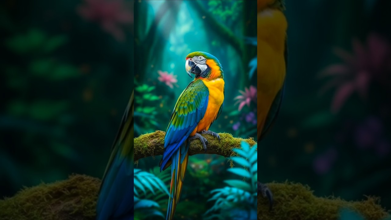 🦜 Glowing Neon Macaw | Colorful Fantasy Bird 