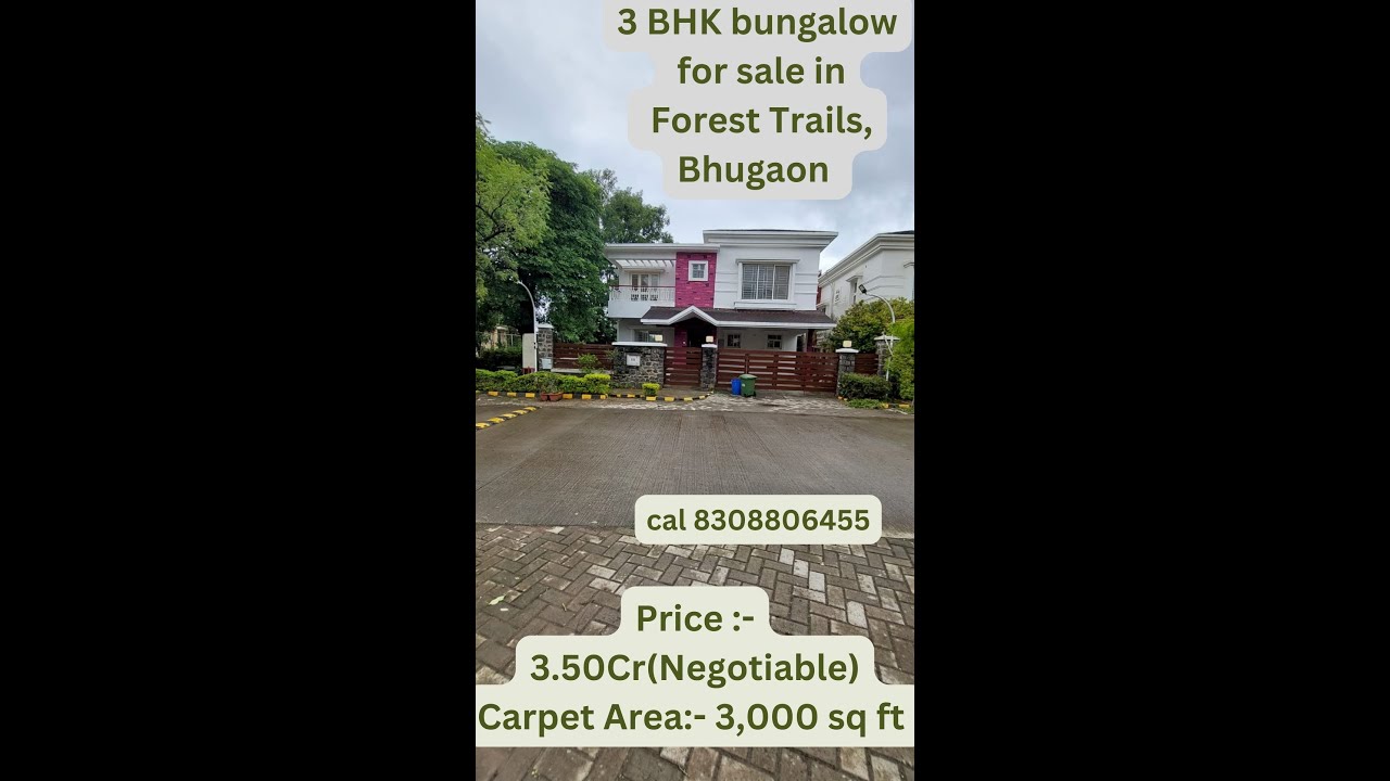 3 BHK Premium bungalow for sale in Forest Trails, Bhugaon .Price 3.50Cr (Negotiable) YouTube