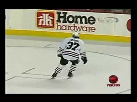 Burish crosscheck on Bourque game 3 playoffs 2009