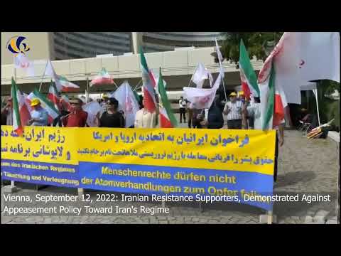 Vienna, September 12, 2022: Iranians, Demonstrated Against Appeasement Policy Toward Iran's Regime