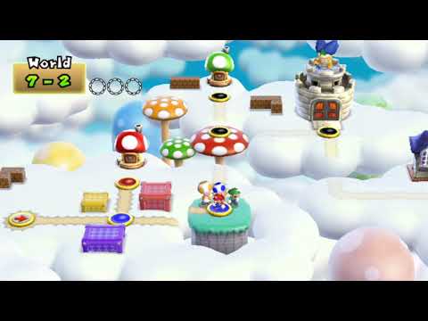 New Super Mario Bros Wii World 7 Complete (4 Players But They Are Synchronized)