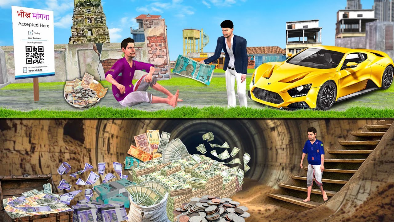 Judwa Bhai Ek Bhikari Ek Amir Bana Twin Brothers Beggar's Underground Treasure Gold Hindi Kahaniya