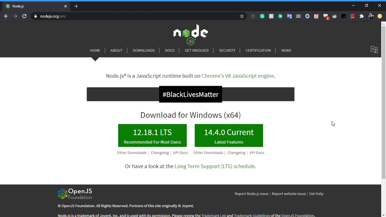 Node window. Node js download.