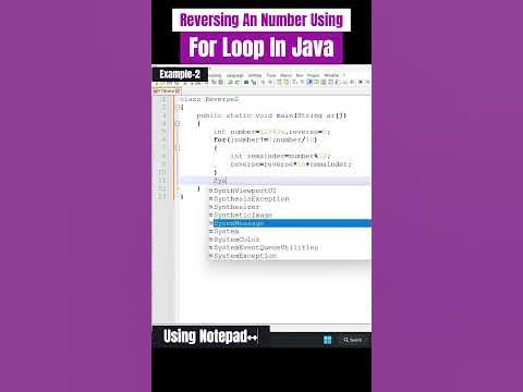 Reversing Number Using For Loop In Java | Example-2 #shorts # ...
