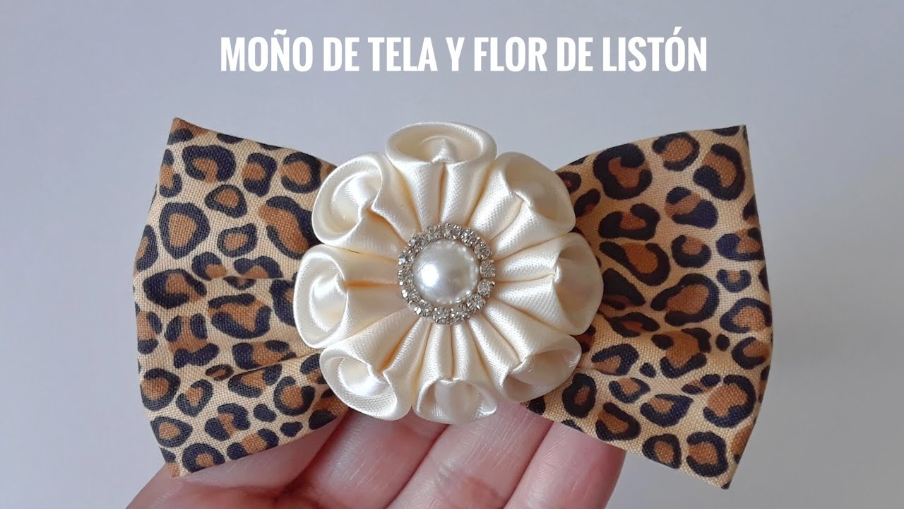 Como hacer una Flor de satin y Moño de tela, elegante y fácil | DIY Ribbon Flower and Fabric Bow