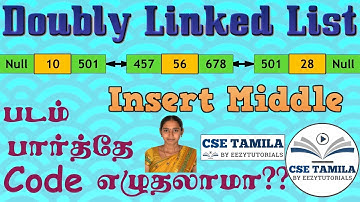 3.2.4 தமிழில் - Insert node in middle of Doubly Linked List | Doubly linked list insertion in middle