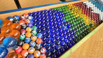 Make a marble run course using transparent long pipes, squiggly wood, and rain gutters. #ASMR