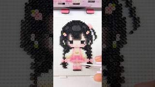 Cute Strawberry Blossom Anime Girl with Twin Tails 🍓 | Satisfying Perler Beads Process