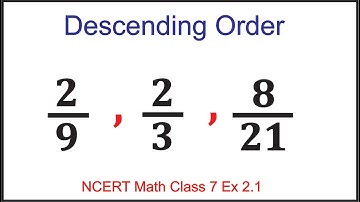 Fractions in Descending Order NCERT Math Class 7 Ex 2.1 || How to Compare and Arrange Fractions