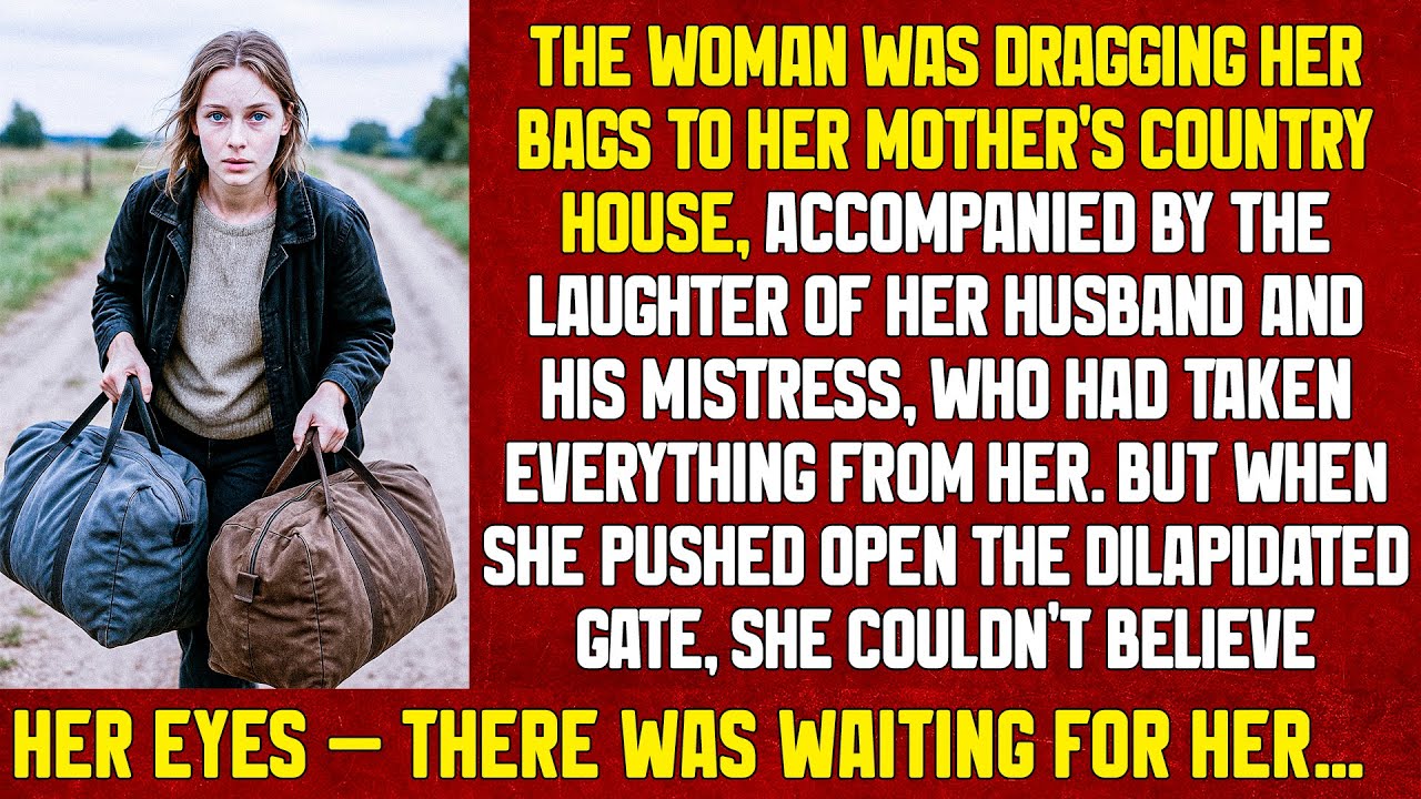 The woman was dragging her bags to her mother's country house accompanied by the laughter of husband