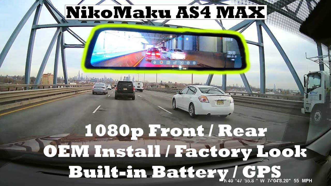 NikoMaku 12" Mirror LCD Dash Cam Best Anti Glare Coating & OEM Style
