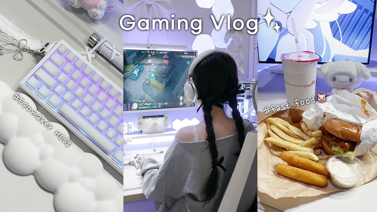 Game Vlog🎮| This Korean girl melts her life into games🫠 | Self nailart💅 |  Epomaker HE68 Unboxing⌨️