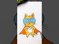 Super Cat to the Rescue! 🐱🦸‍♂️Easy and Fun Cat Superhero Drawing for Kids #drawingtutorial #shorts