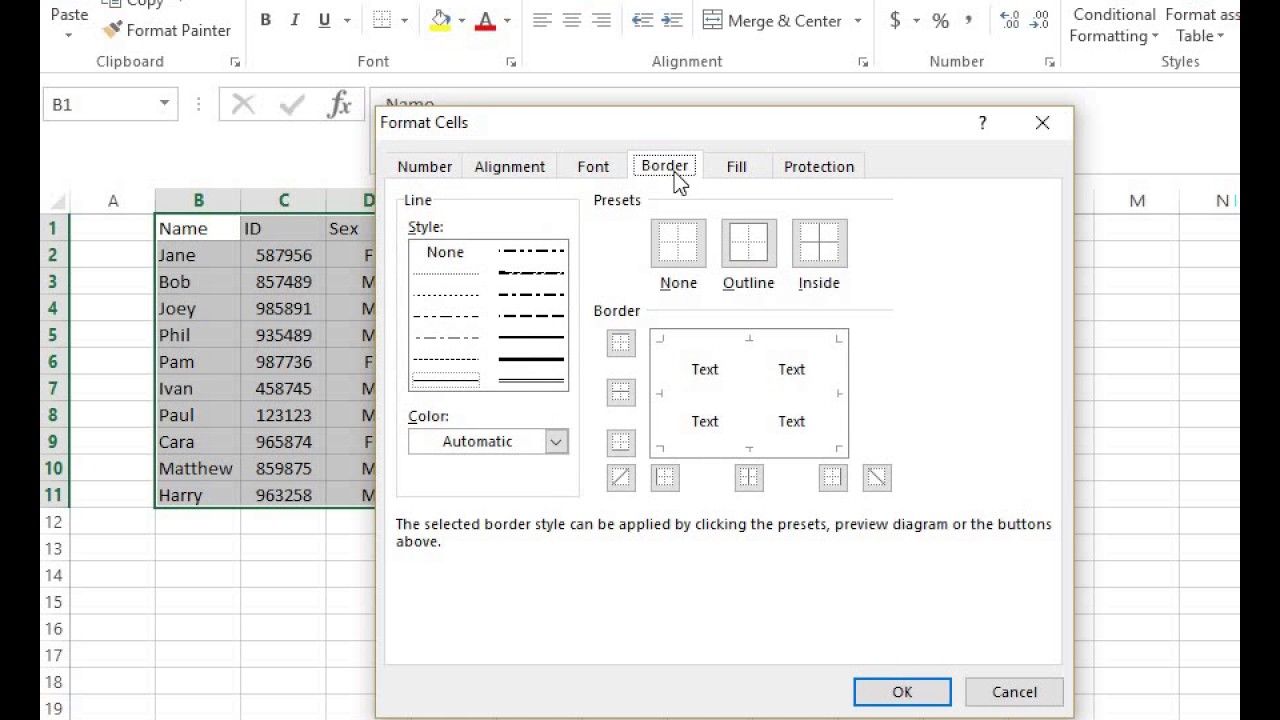 Chart Border Excel