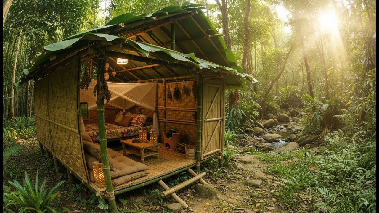 Alone in The Deep Forest to Make a Shelter | survival house design ...