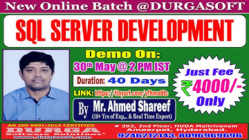 SQL SERVER DEVELOPMENT Online Training @ DURGASOFT
