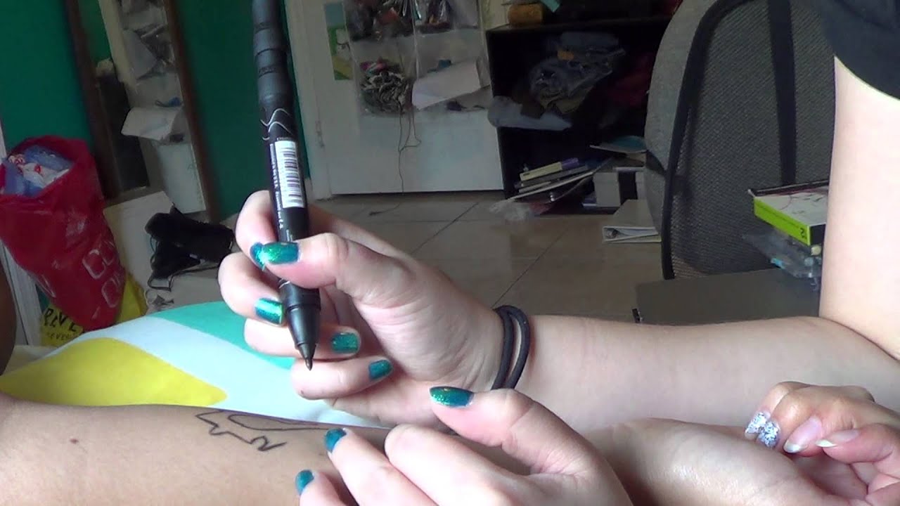 ASMR Drawing on my friend's arm, some whispering.
