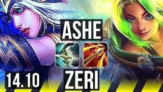 ASHE & Braum vs ZERI & Nautilus (ADC) | 73% winrate, 40k DMG, Legendary, 13/5/12 | KR Master | 14.10