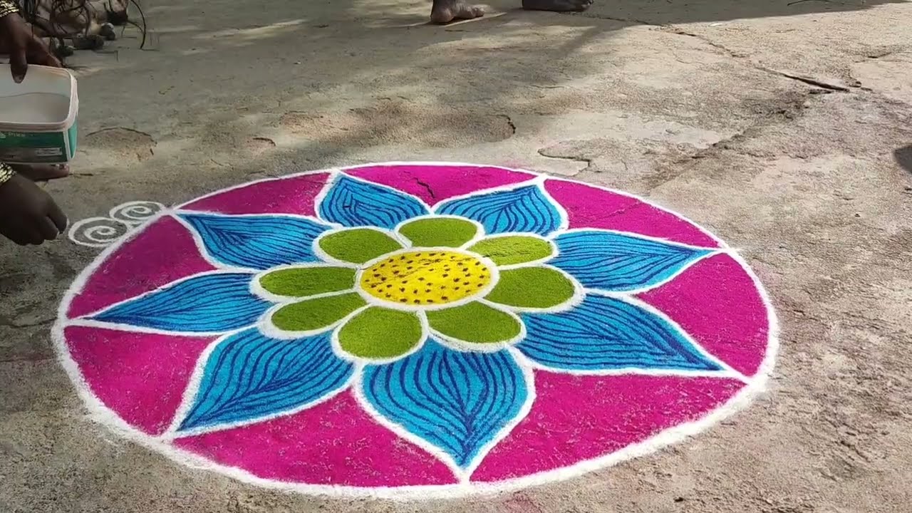 பொங்கல் ரங்கோலி அழகான பூக்கோலம்  beginners rangoli @priyaraju9904 