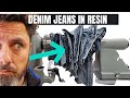 What happens to DENIM JEANS when set in Epoxy Resin ? Then WOODTURNED