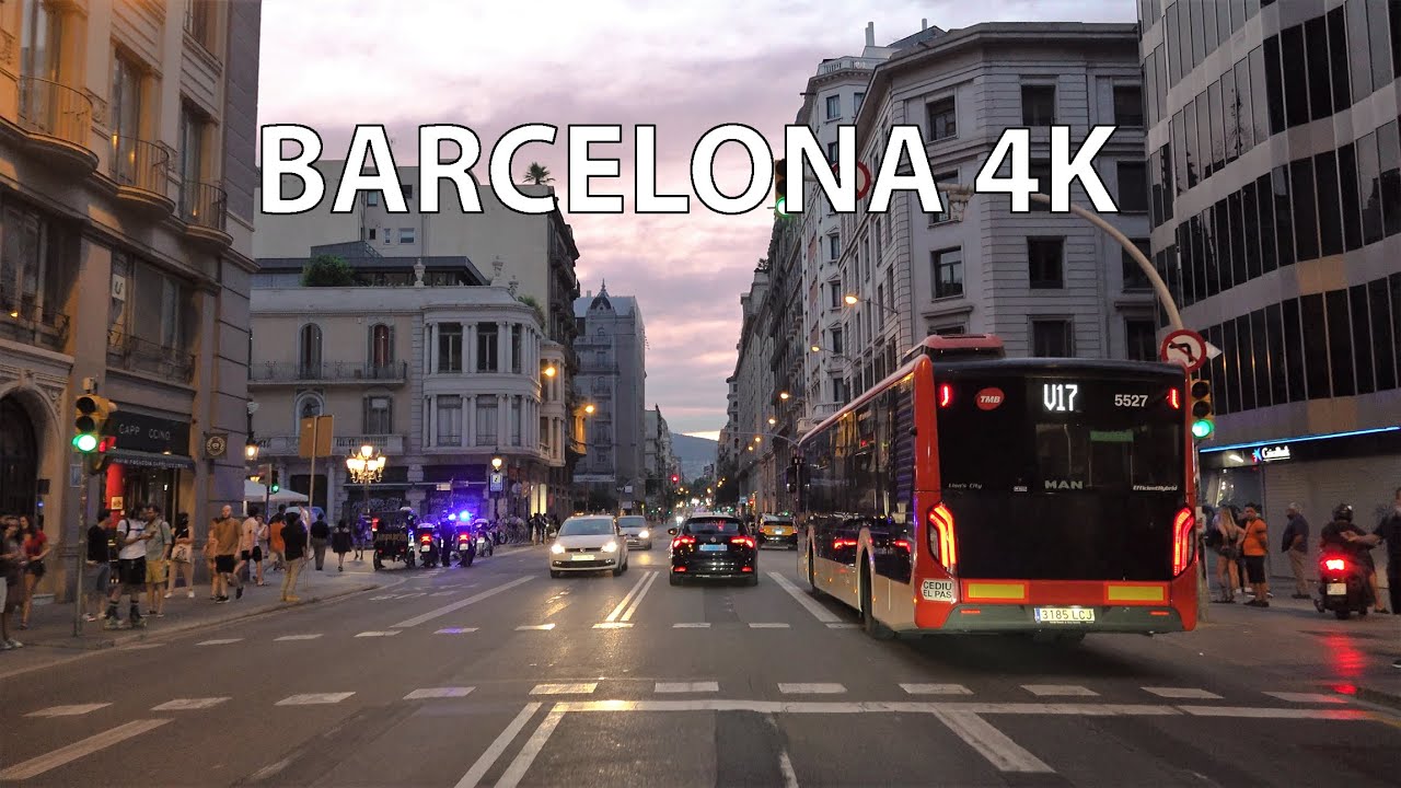 Barcelona 4K - Night Drive - Driving Downtown