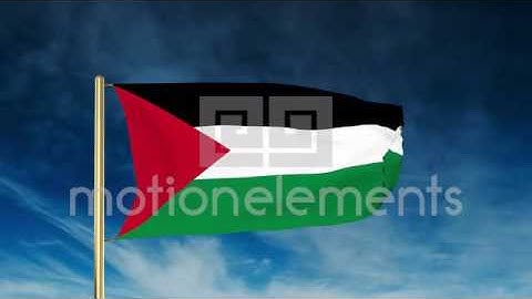 Palestine Flag Slider Style. Waving In The Win With Cloud Background Animation Stock Animation